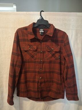 Quiksilver Red Plaid Button-Up Flannel Shirt